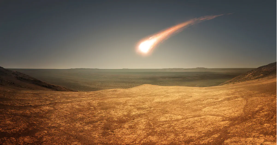 météorite qui traverse le ciel