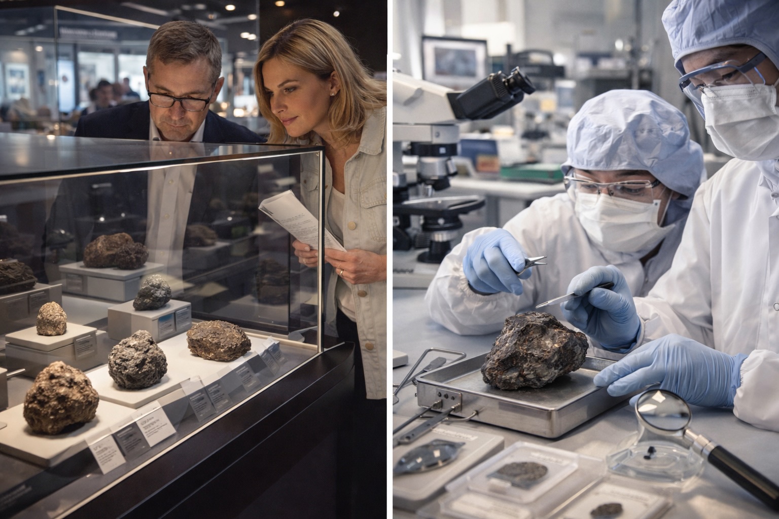Déontologie scientifique appliquée aux météorites : exposition muséale encadrée et analyse en laboratoire sous conditions contrôlées
