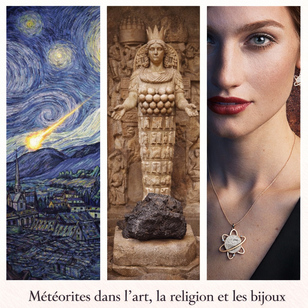 Représentations artistiques, religieuses et contemporaines de météorites, de l’art pictural aux objets symboliques et ornementaux