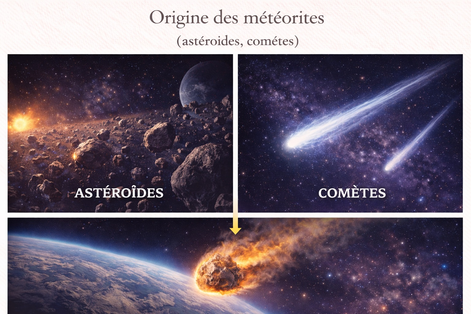 Origine des météorites : astéroïdes et comètes à l’origine des fragments tombés sur Terre