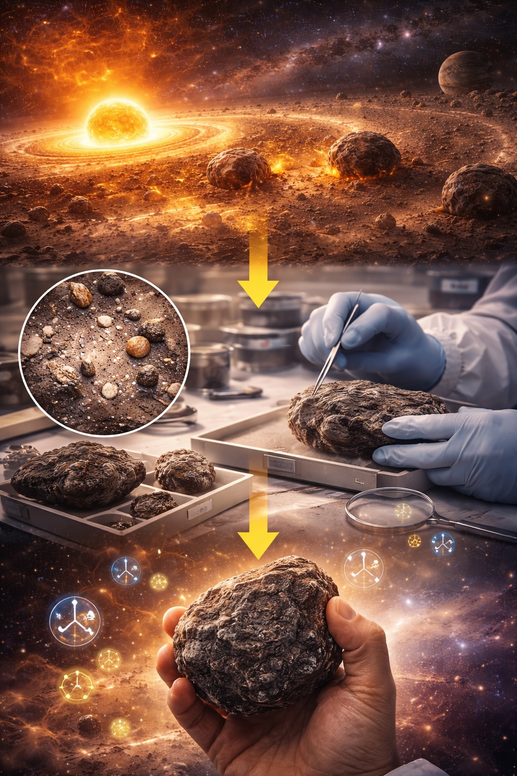 Météorites, témoins primitifs de la formation du Système solaire, étudiées en laboratoire